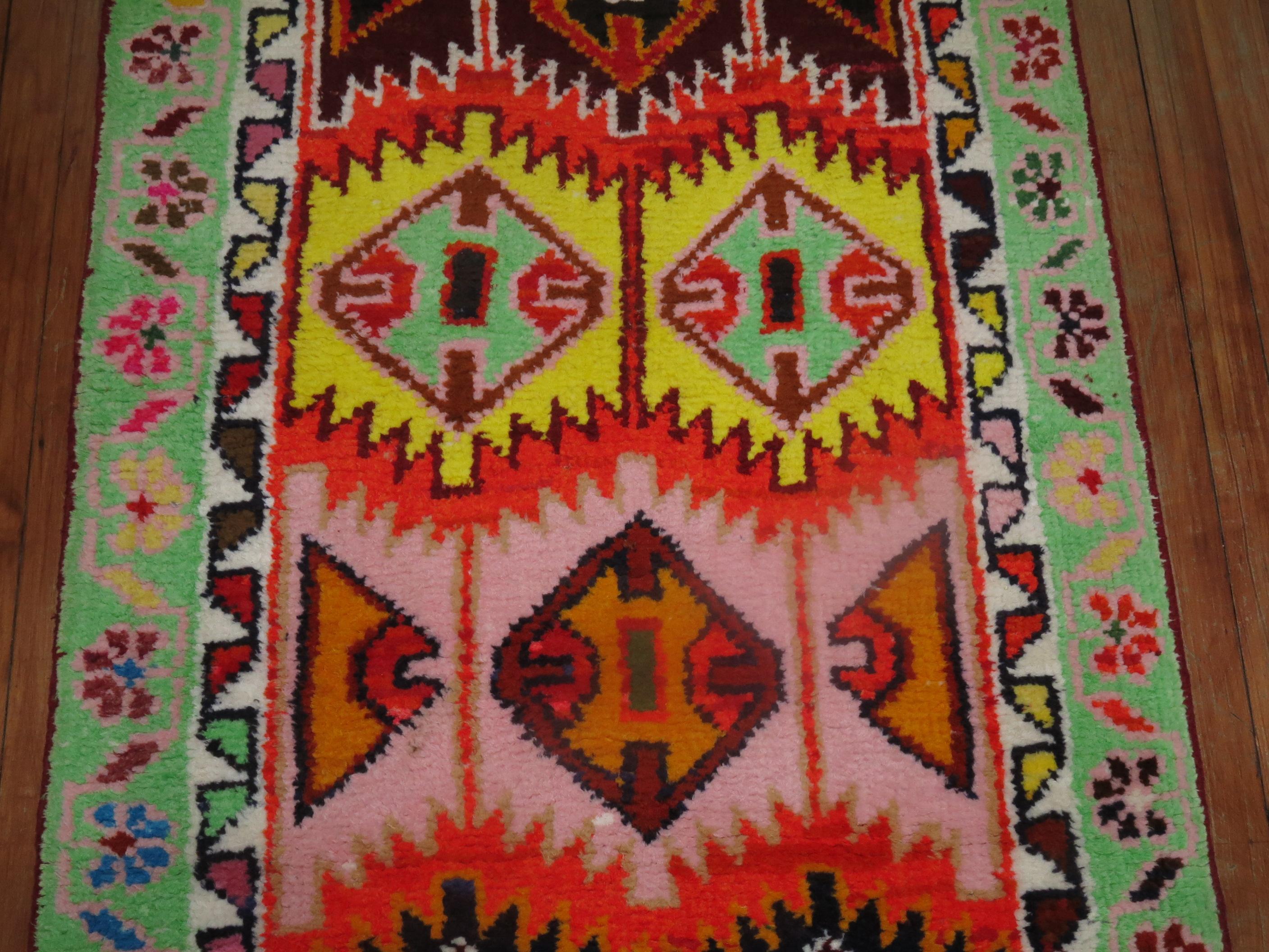 Colorful Vintage Turkish Anatolian Runner In Good Condition For Sale In New York, NY