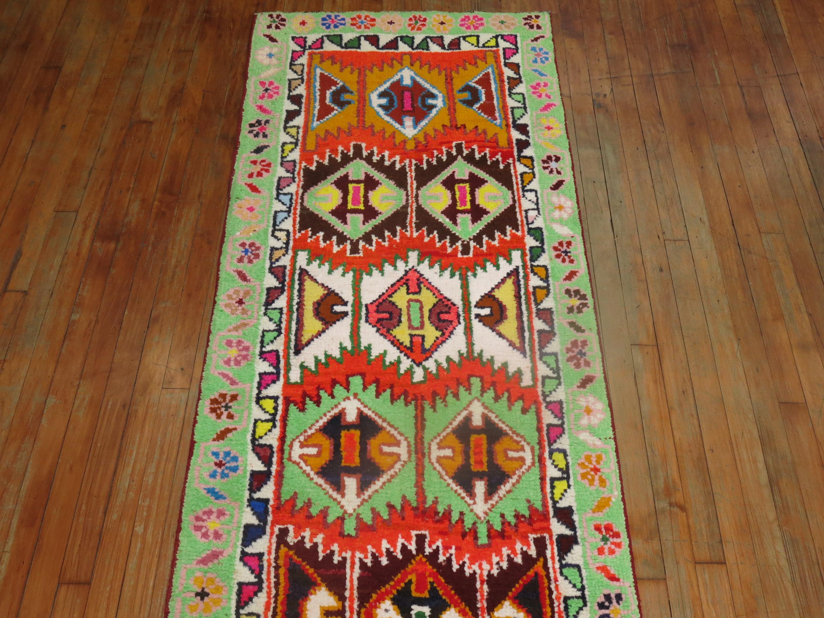 20th Century Colorful Vintage Turkish Anatolian Runner For Sale