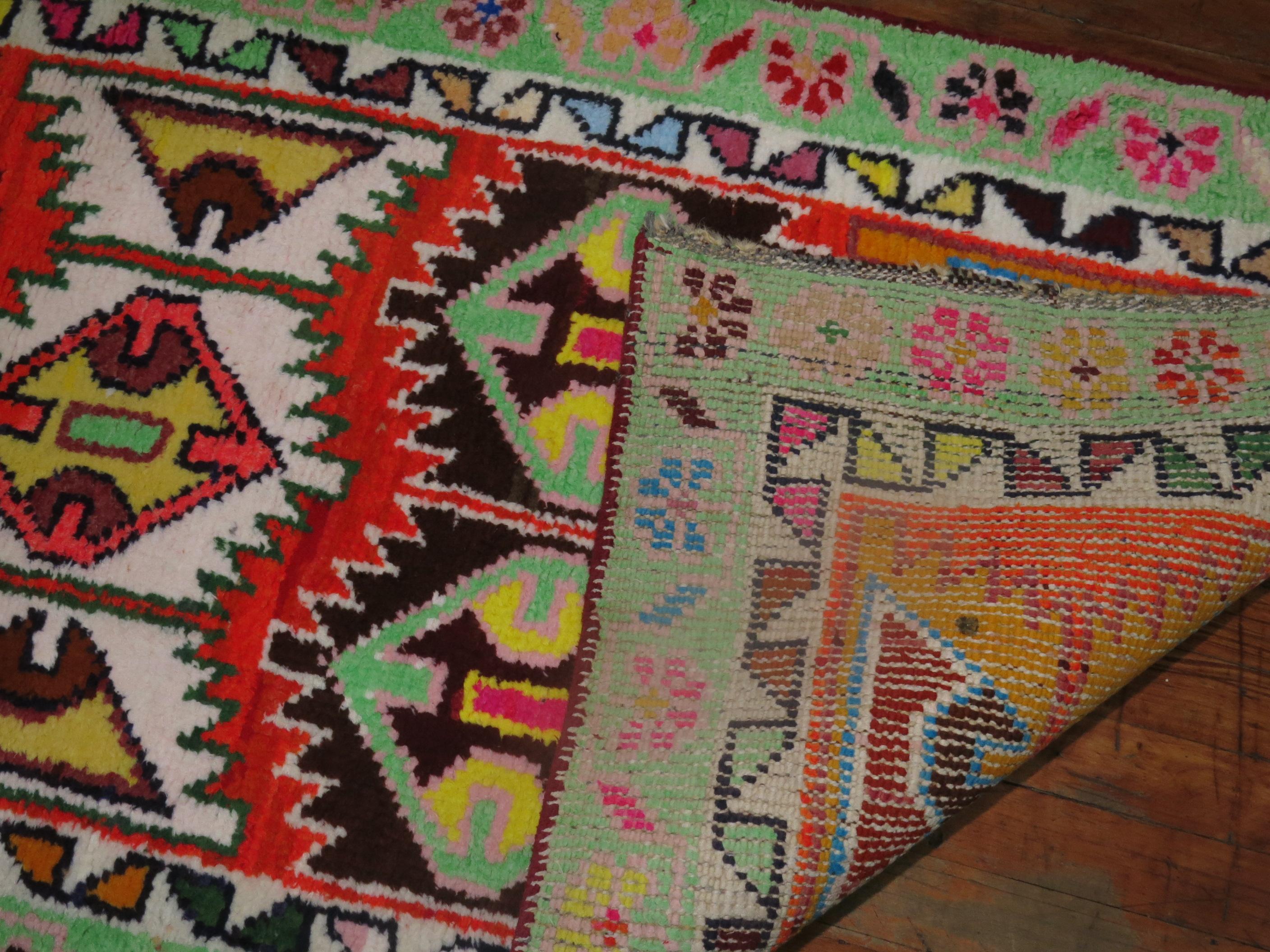 Wool Colorful Vintage Turkish Anatolian Runner For Sale