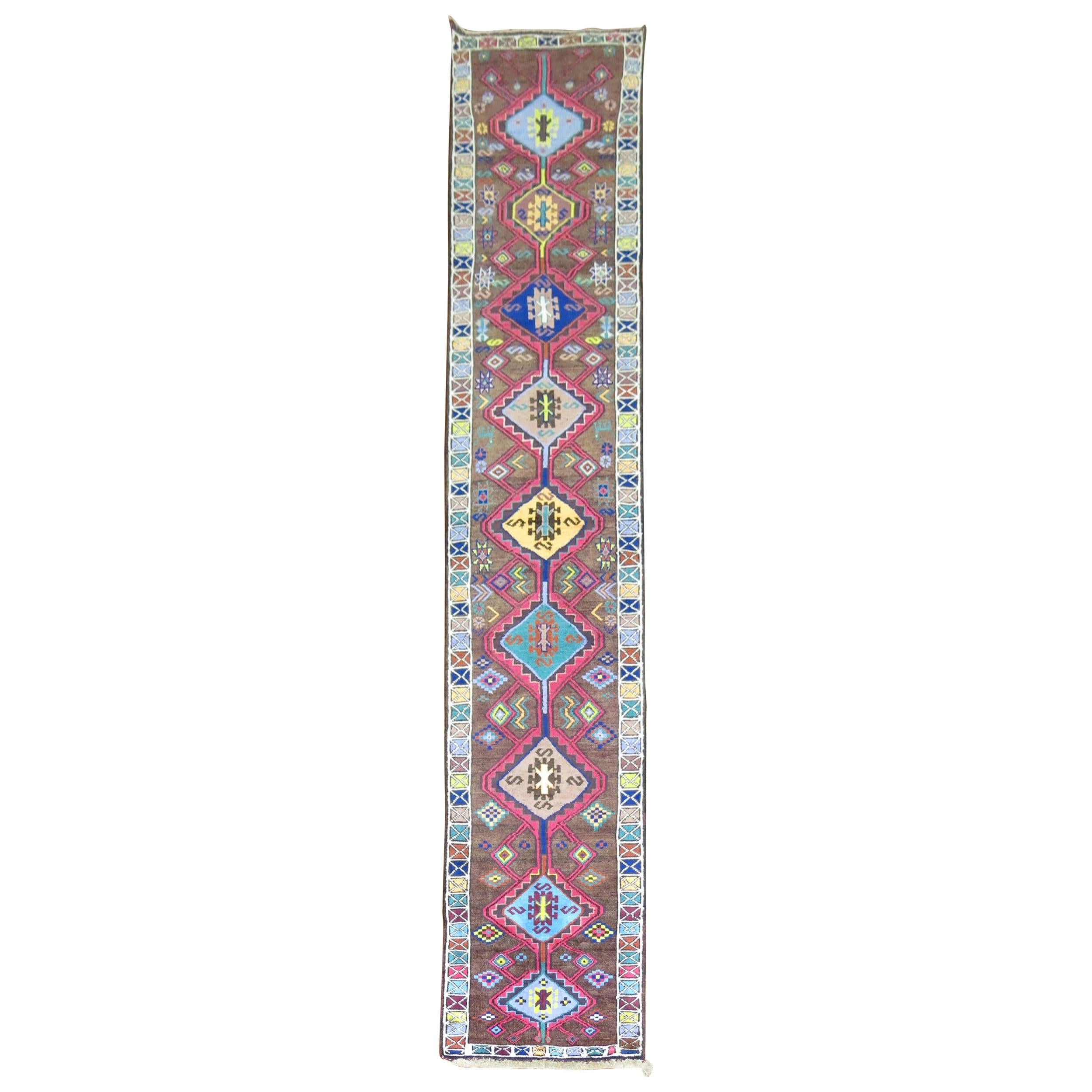 Colorful Vintage Turkish Anatolian Runner For Sale