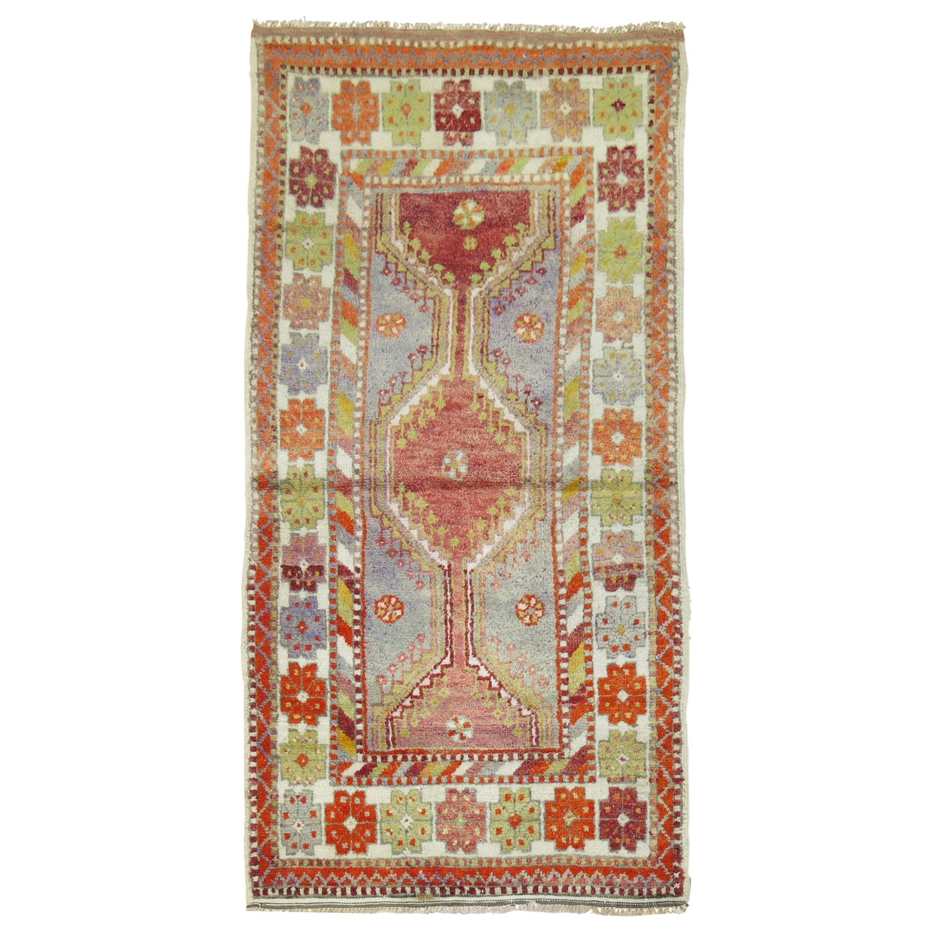 Colorful Vintage Turkish Anatolian Throw Rug