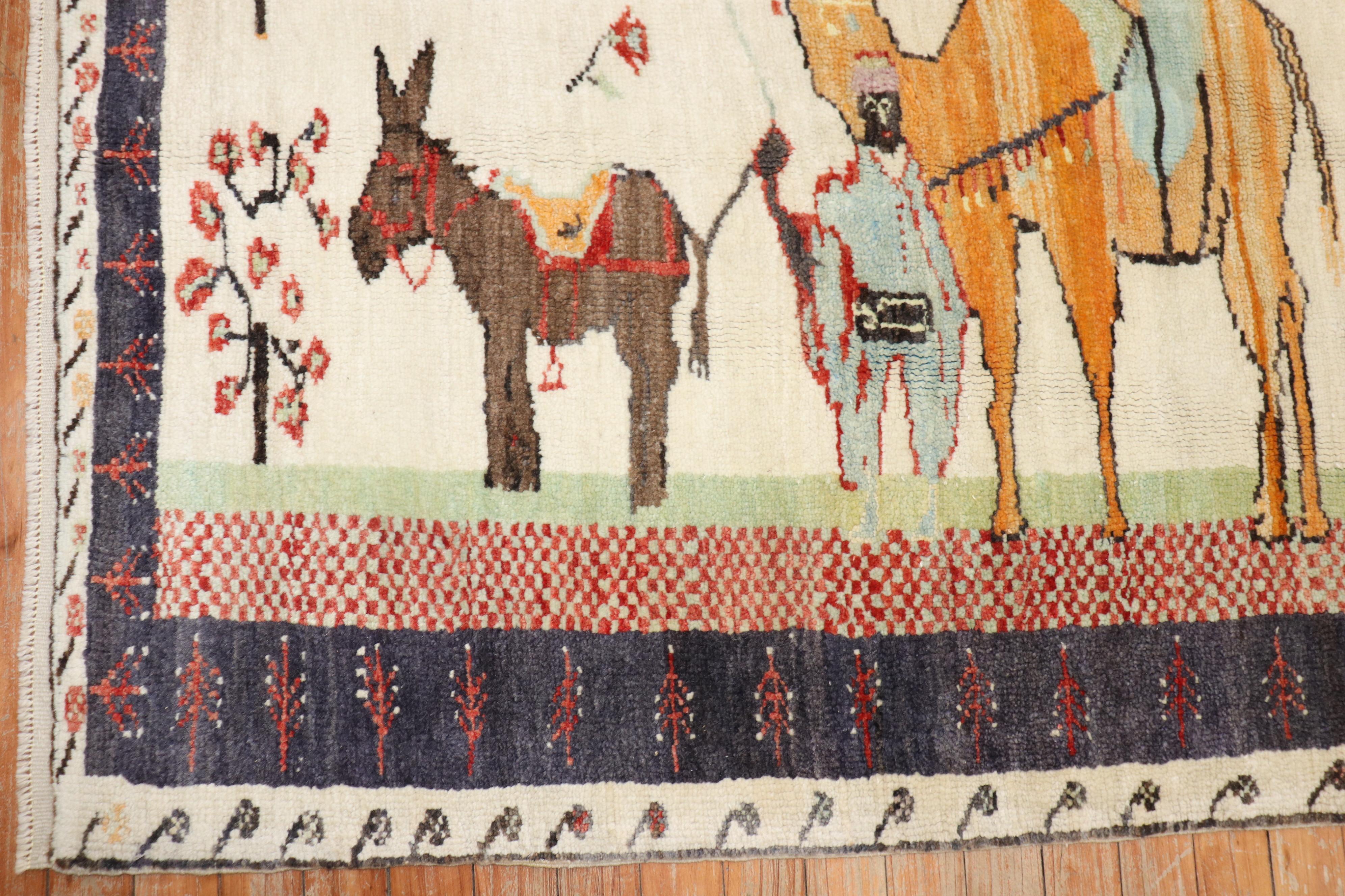 Folk Art Colorful Vintage Turkish Camel Donkey Rug For Sale