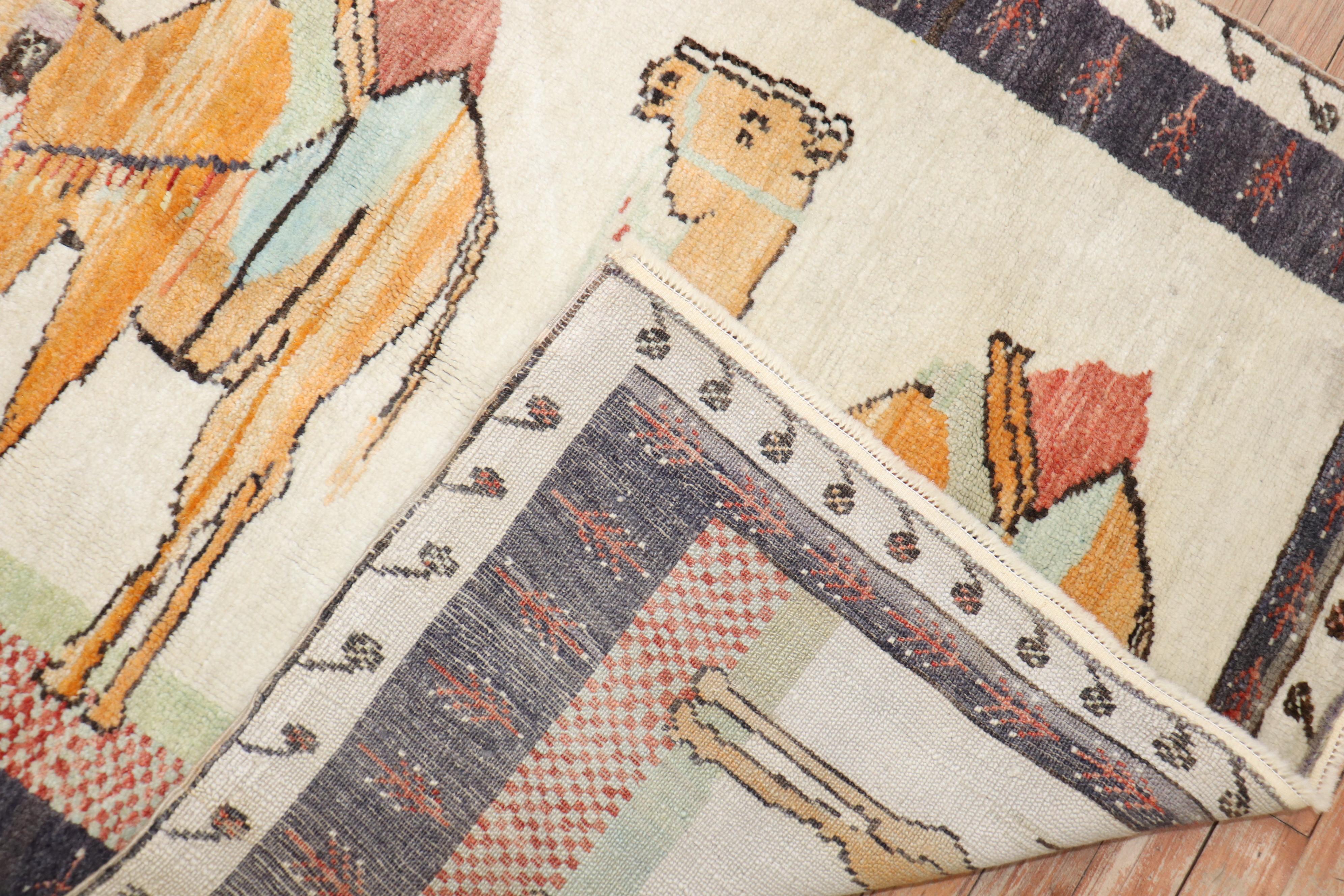 Bunter türkischer Kamel-Esel-Teppich im Vintage-Stil (Türkisch) im Angebot