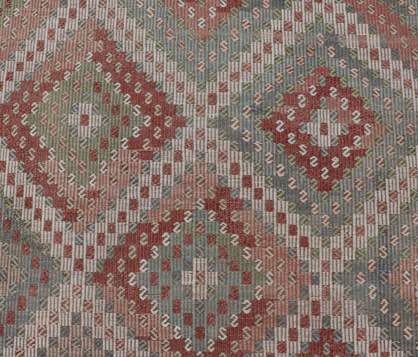 Buntes türkisches besticktes Flachgewebe in Diamant-Design, Vintage (Türkisch) im Angebot