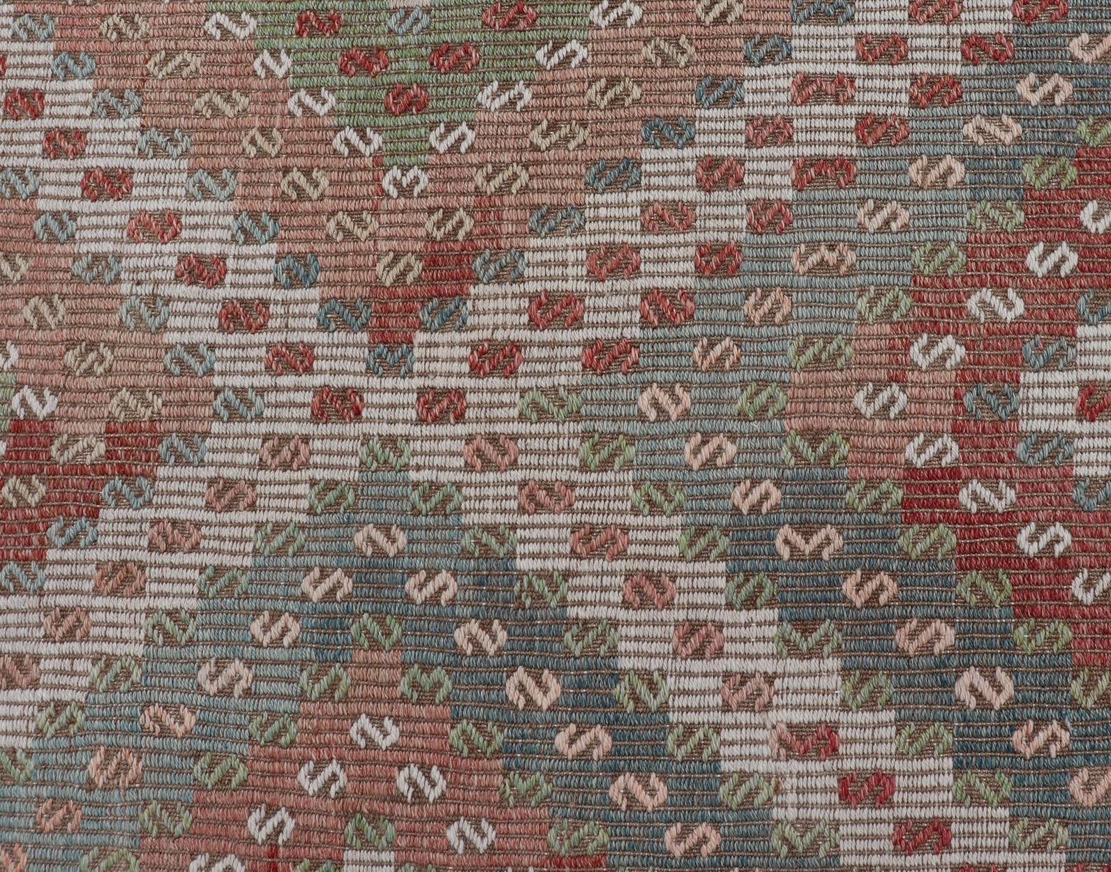 Buntes türkisches besticktes Flachgewebe in Diamant-Design, Vintage im Zustand „Gut“ im Angebot in Atlanta, GA