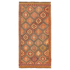 Colorful Retro Turkish Embroidered Flat-Weave Kilim Rug for Modern Interiors