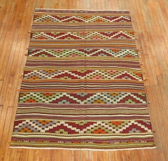 Colorful Vintage Turkish Jajim Flat-Weave