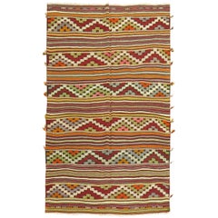 Colorful Retro Turkish Jajim Flat-Weave