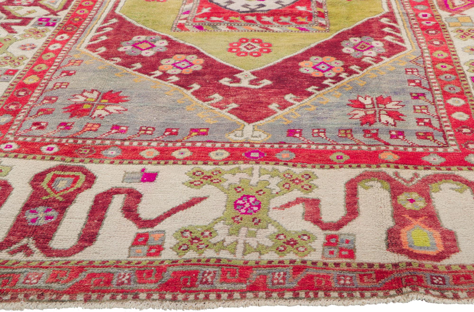 20th Century Colorful Vintage Turkish Oushak Rug For Sale