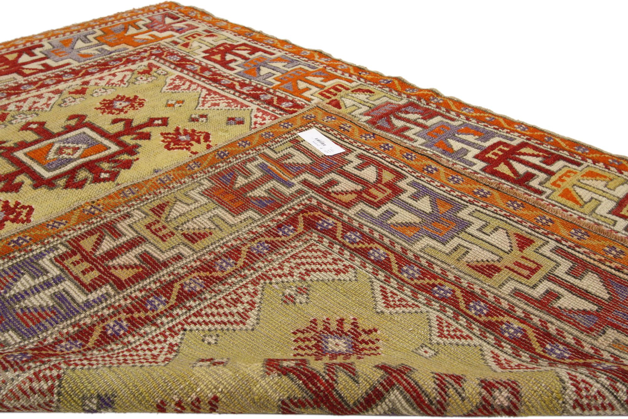 Wool Colorful Vintage Turkish Oushak Rug For Sale