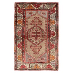 Colorful Vintage Turkish Oushak Rug With Geometric Design 3'4 x 5'4