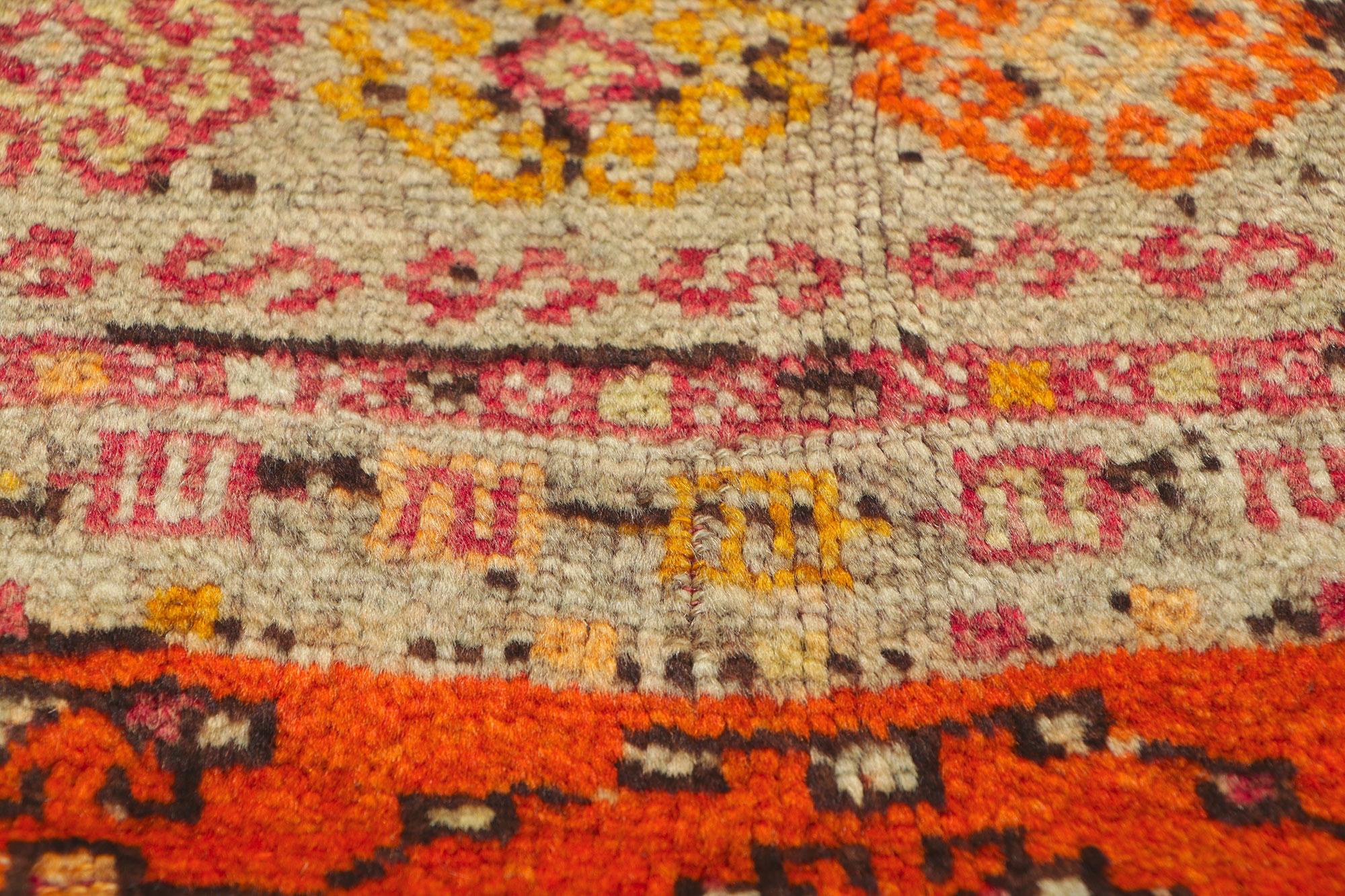 20th Century Colorful Vintage Turkish Oushak Rug with Tribal Style For Sale