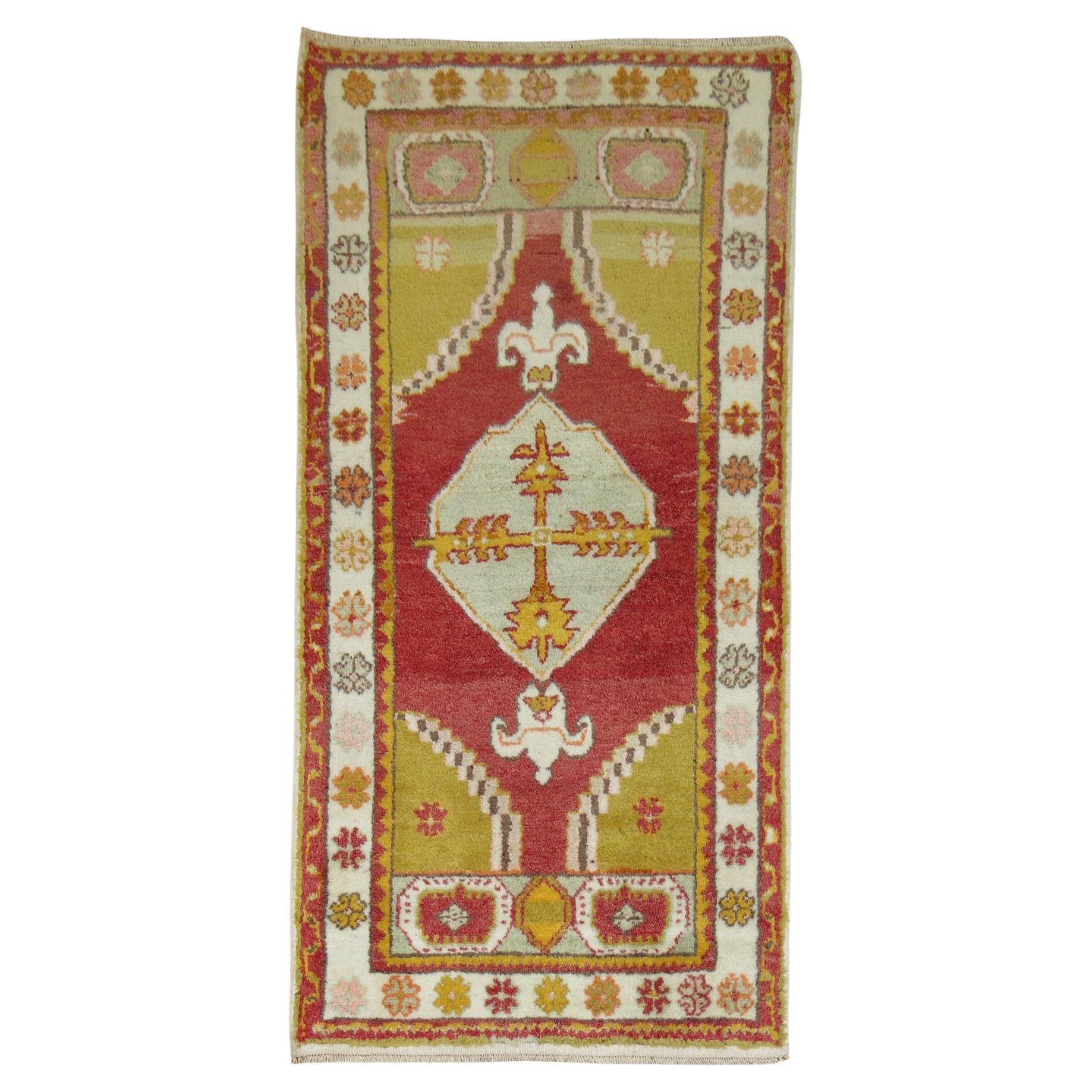 Colorful Vintage Turkish Oushak Throw Rug