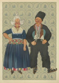 Colorful Volendam Wedding Attire, 19th Century, Antique Dutch Costume Print, view 3