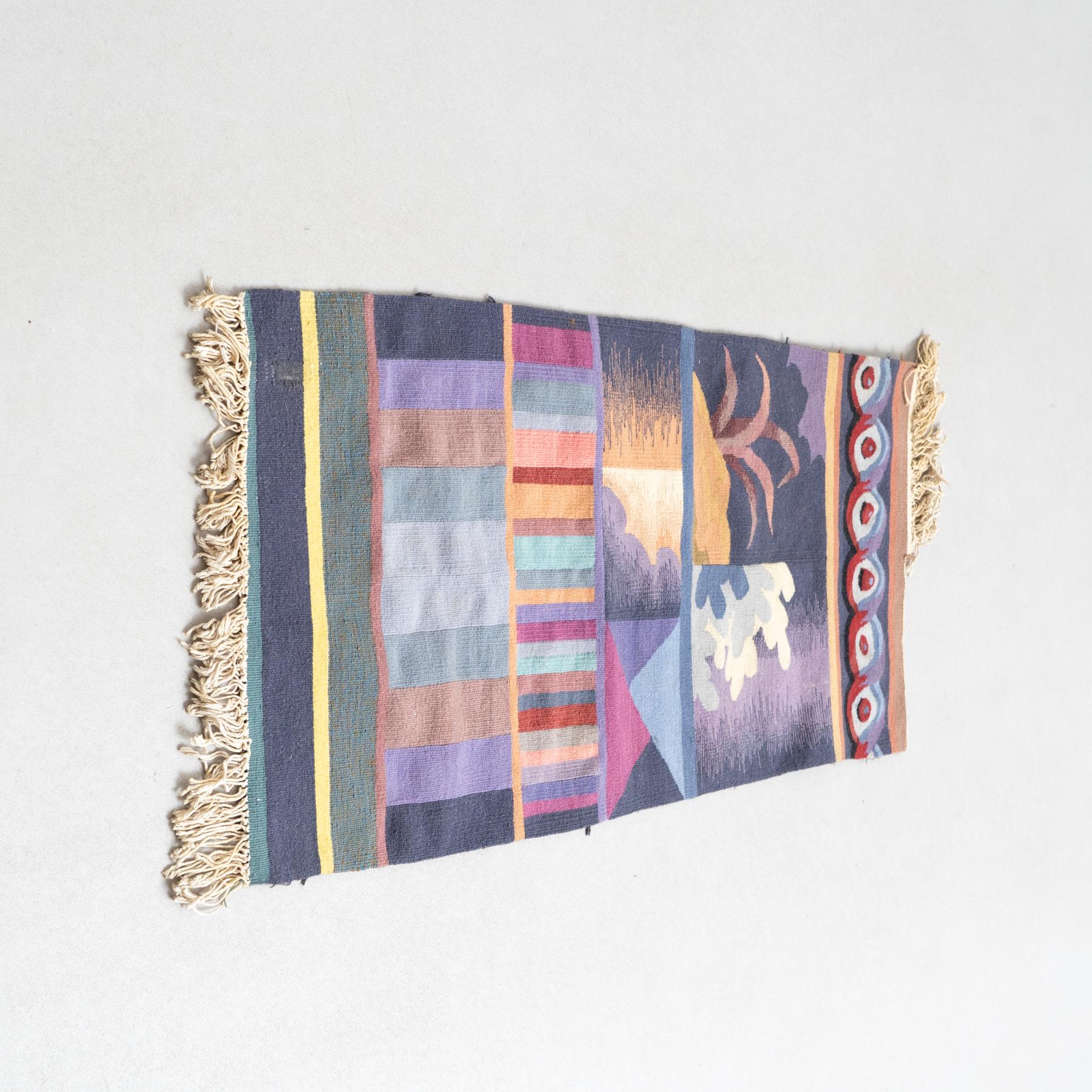 Mid-Century Modern Colorful Wall Tapestry – Geometric Composition from the 70s For Sale
