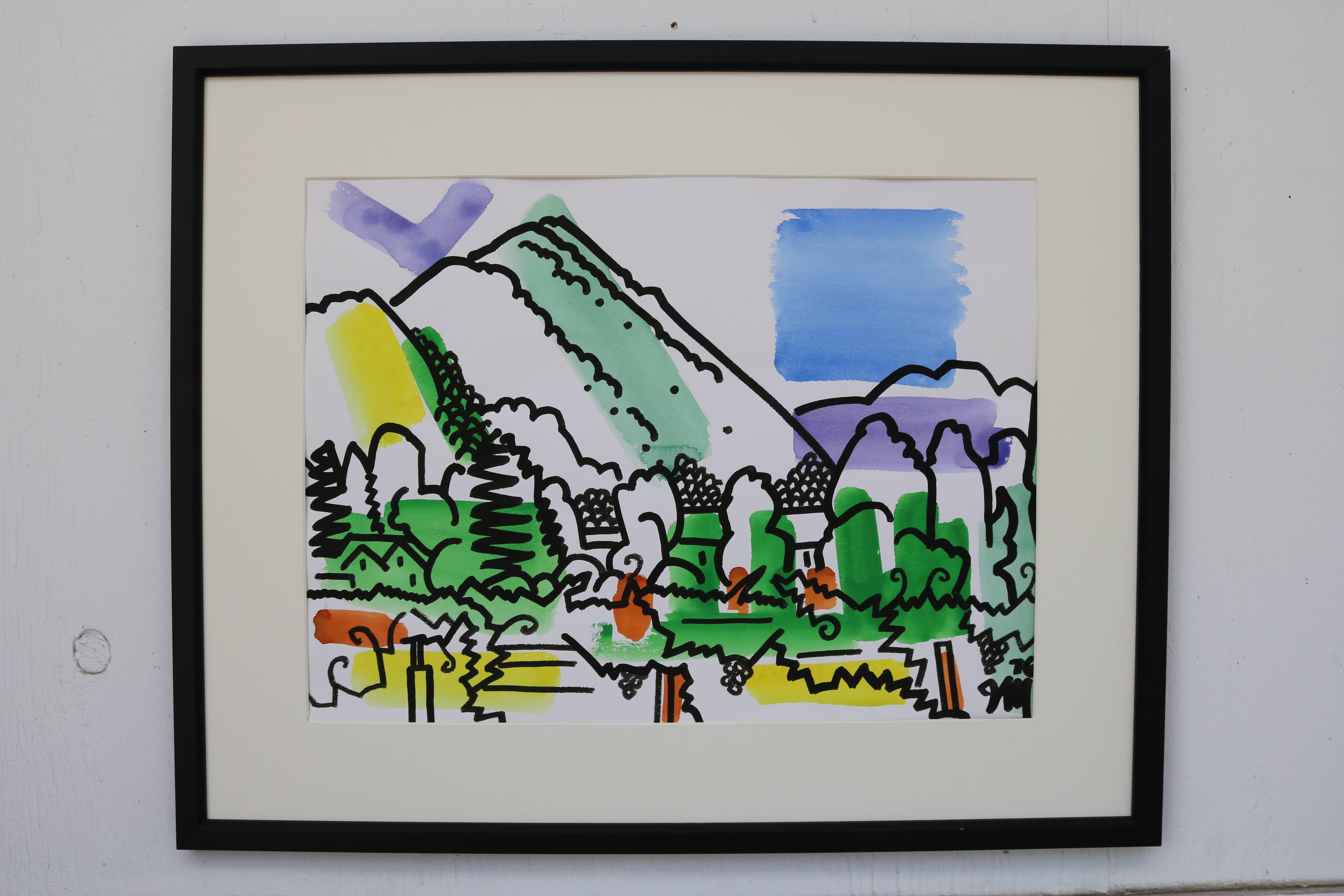 Framed watercolor landscape signed by artist James McCray in 1976.
About the artist:
McCray taught at the California School of Fine Arts in San Francisco during the 1940s. Hassel Smith and David Park were also at the school. McCray had solo and