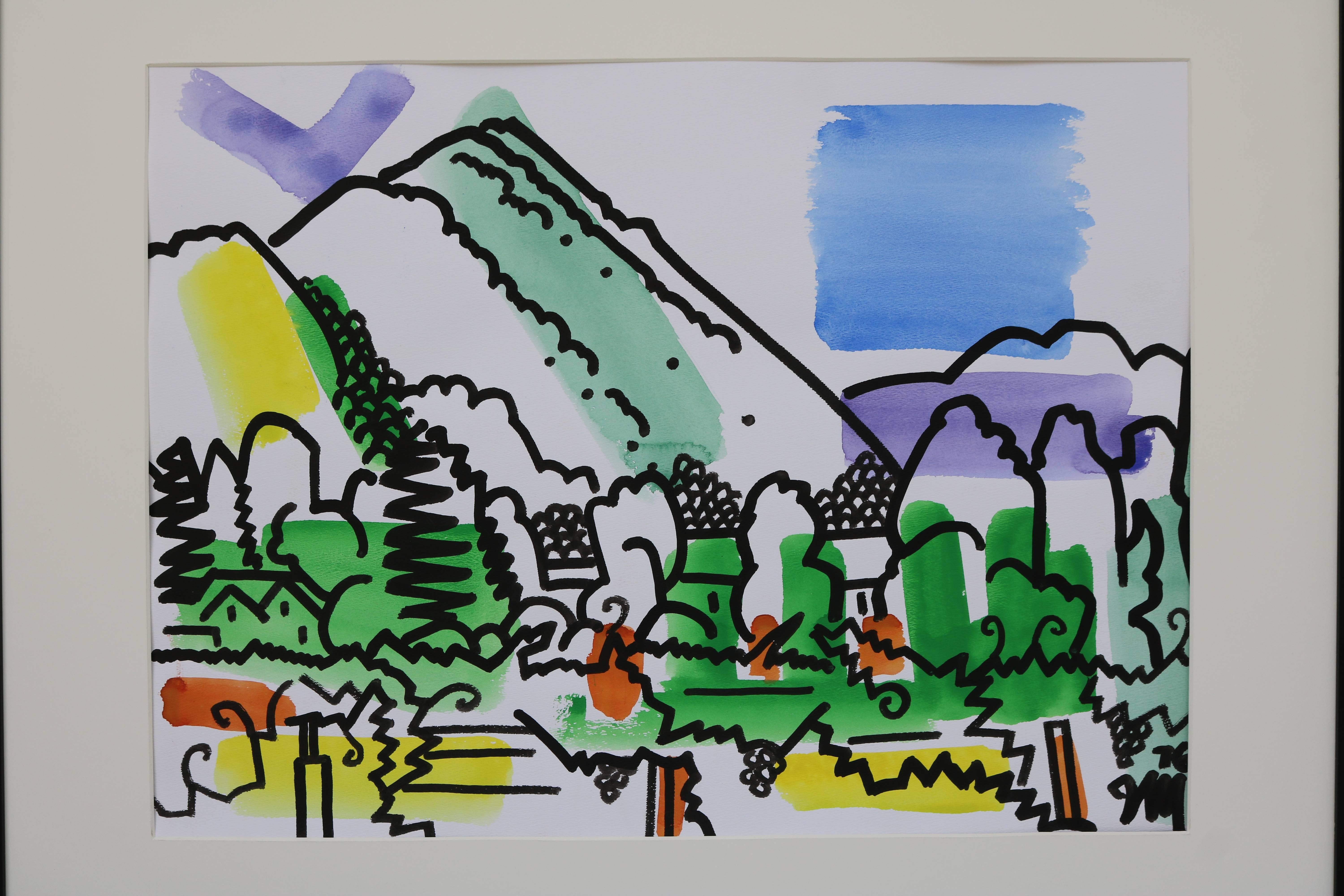 Mid-Century Modern Colorful Watercolor by James McCray #2