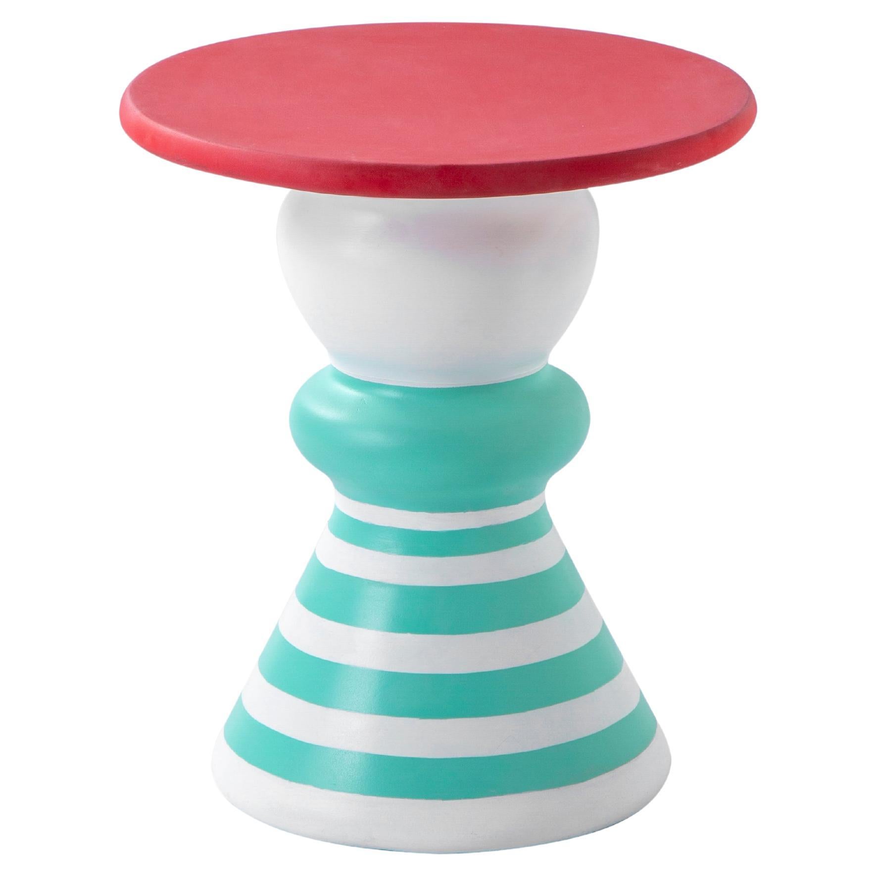 Colorful Weather-Resistant Fiberglass Outdoor Side Table, Nubian Mama Doll