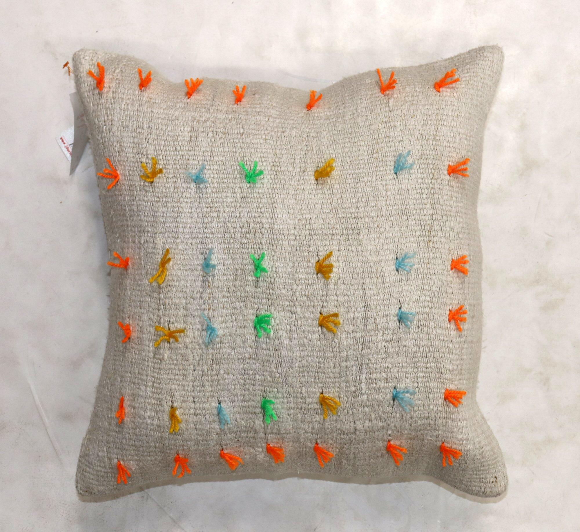 Colorful Wool Modern Kilim Pillow In Good Condition In New York, NY