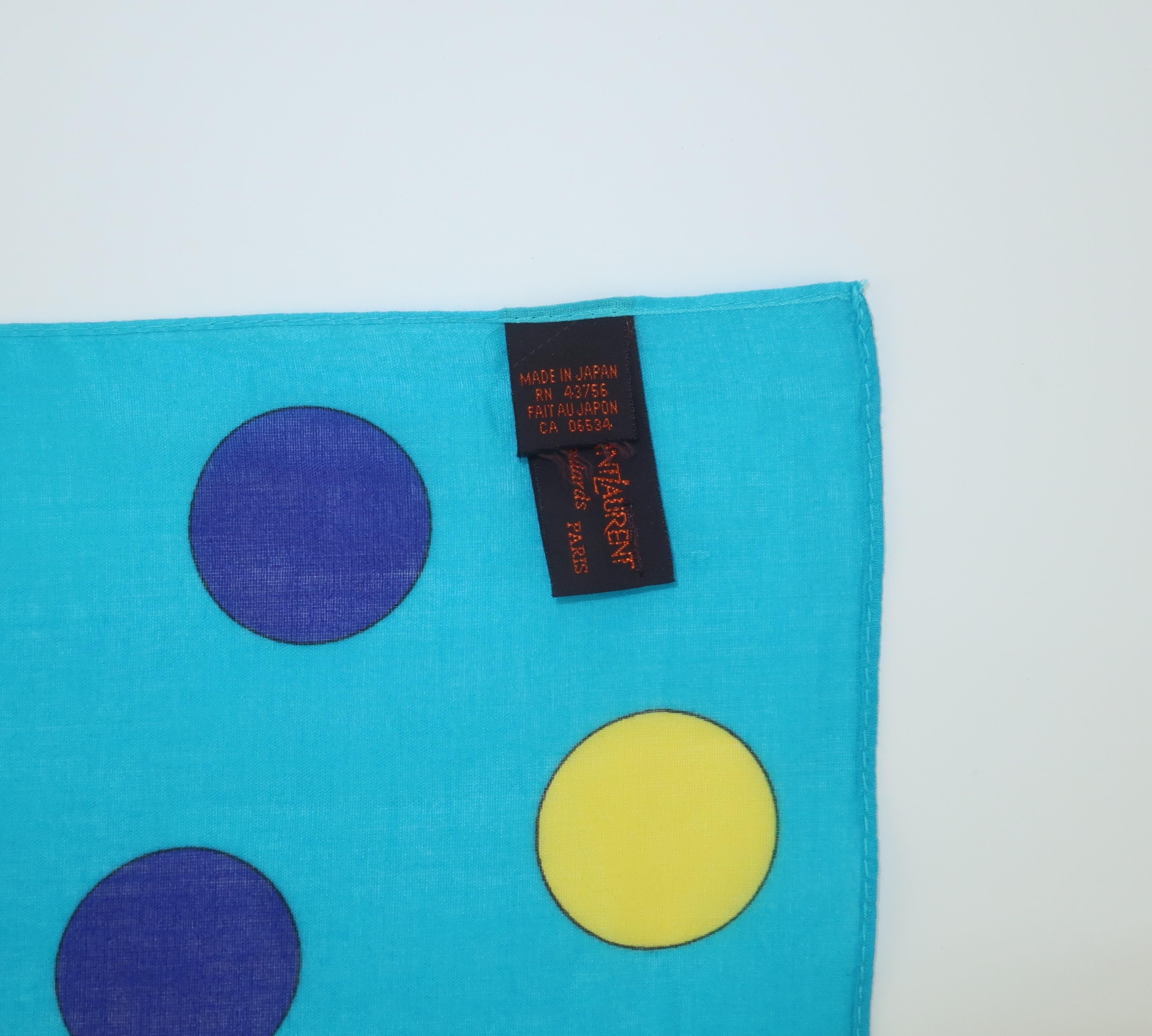 Colorful Yves Saint Laurent Large Polka Dot Cotton Scarf 1
