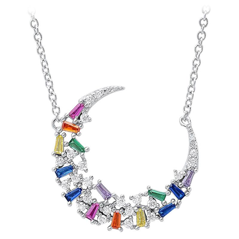 Colorful Zirconia Silver Necklace