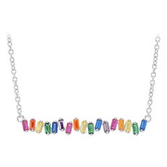 Colorful Zirconia Silver Necklace