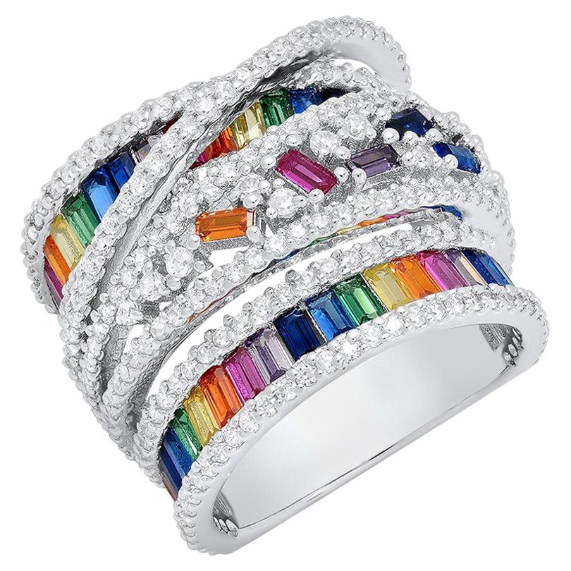 Colorful Zirconia Silver Ring For Sale