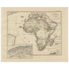 Mapa antiguo a todo color de África con Argelia - Atlas Stieler 1858