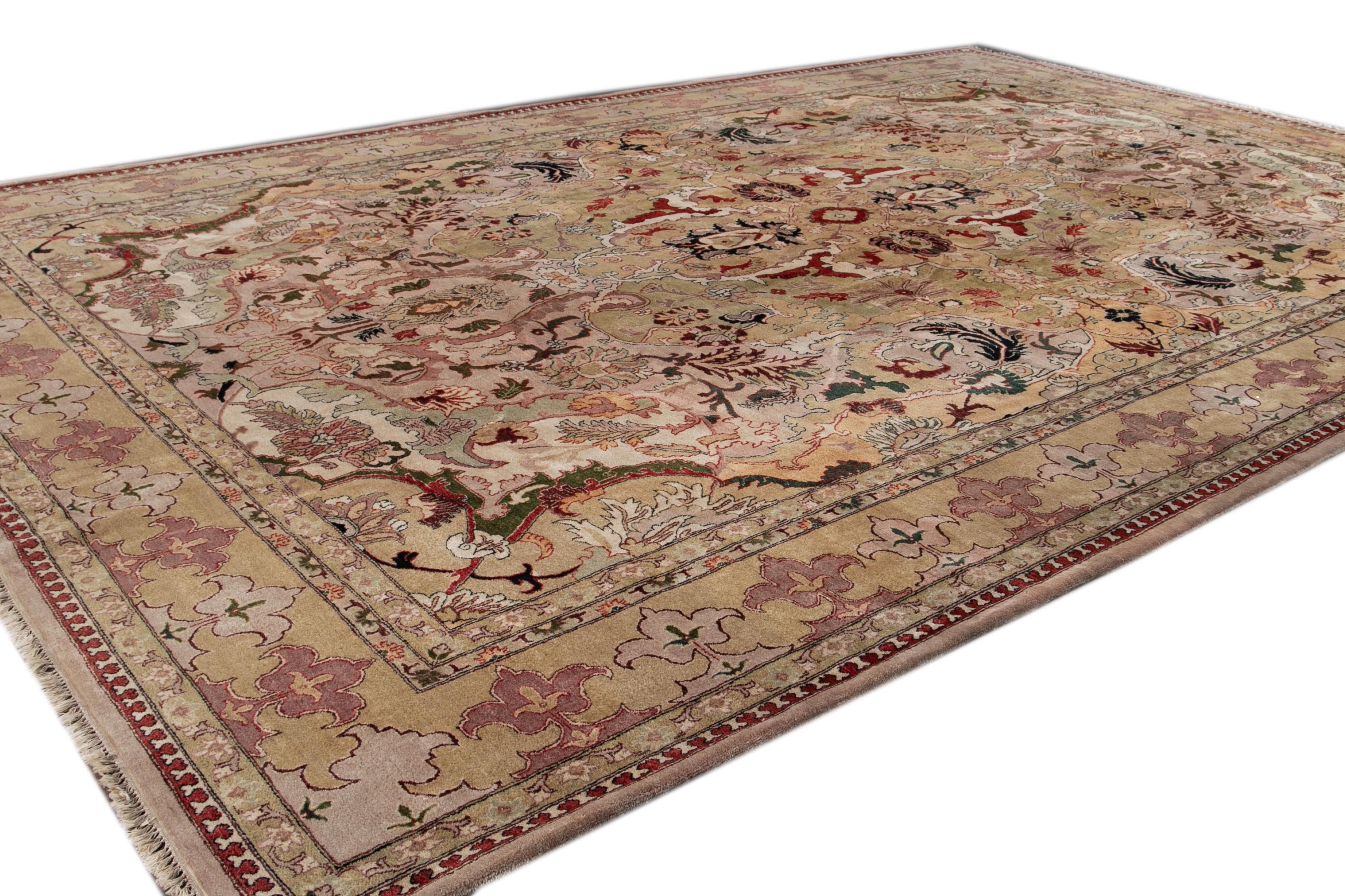 18th Century Colorful Indian Agra Handmade Wool Rug For Sale