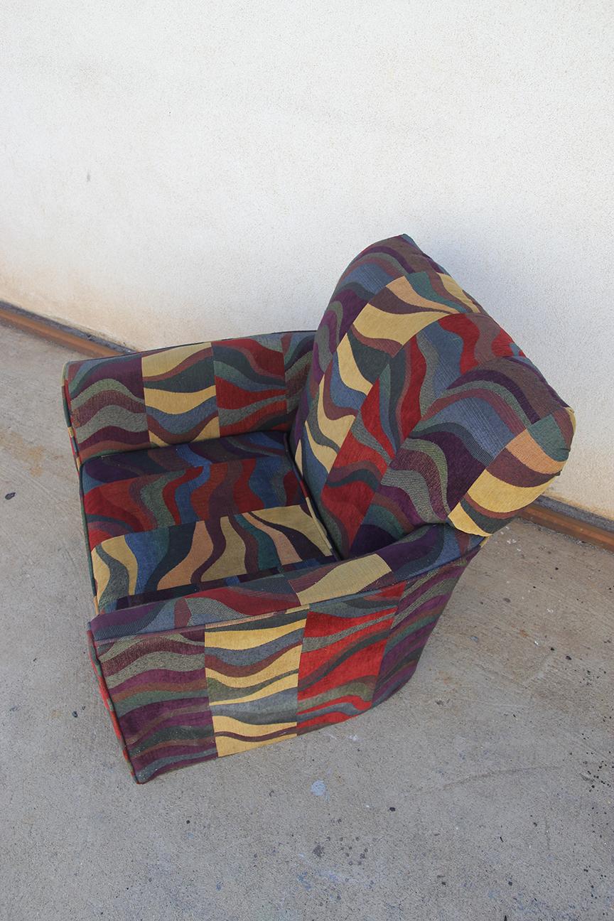  Colorfull Patchwork Club Chair in the manners of Erik Jorgensen. For Sale 2