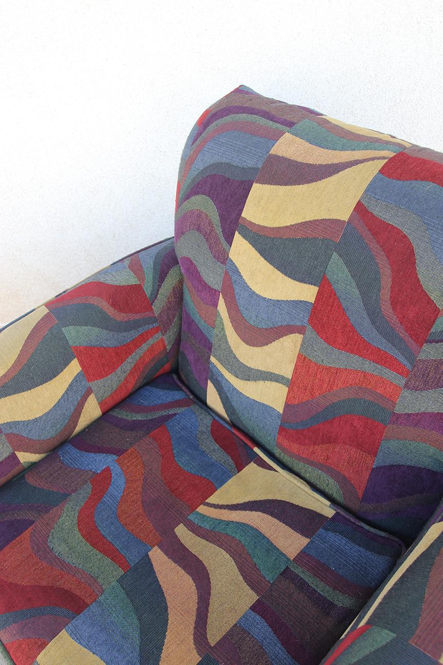 European  Colorfull Patchwork Club Chair in the manners of Erik Jorgensen. For Sale