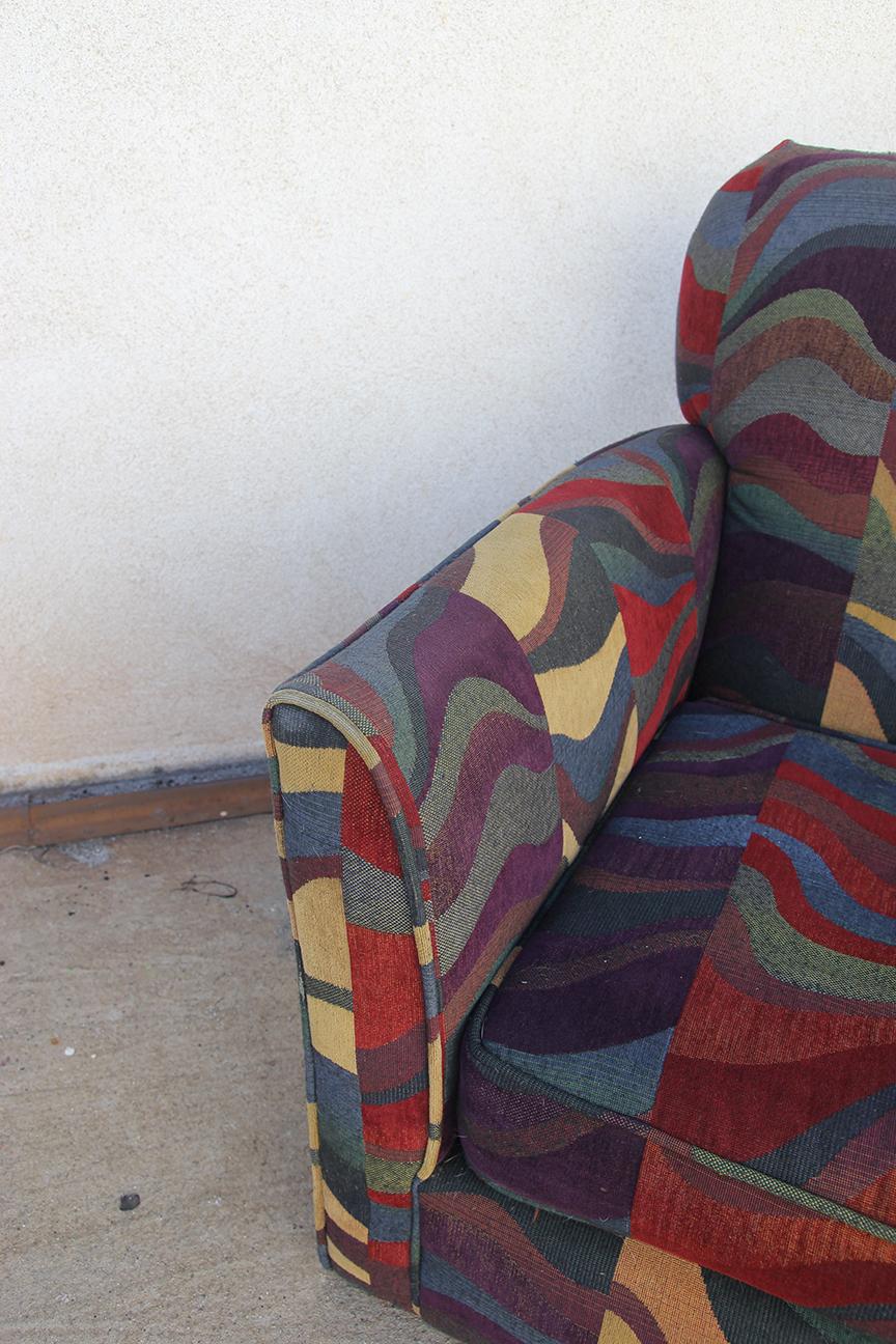 20th Century  Colorfull Patchwork Club Chair in the manners of Erik Jorgensen. For Sale