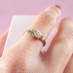 Colorless Diamond and Multi-Color Fancy Color Diamonds 14 Karat White Gold Ring