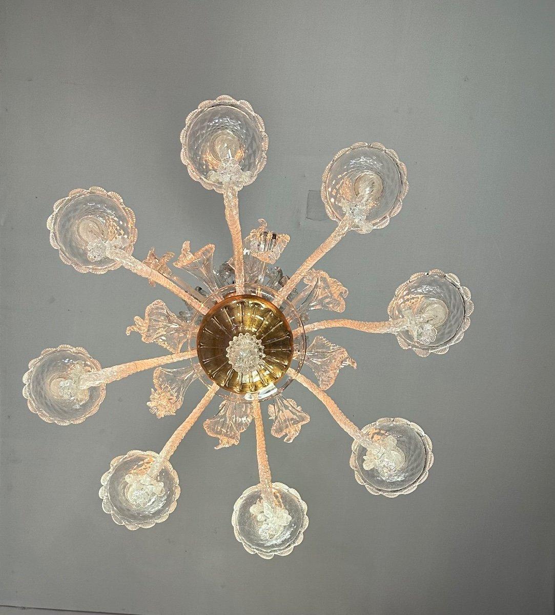 Lampadario in vetro di Murano incolore a 8 bracci di luce, circa 1890 in vendita 2