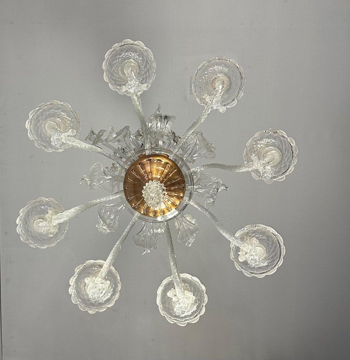 Farbloser Murano-Glas-Kronleuchter mit 8 Armen und Lights CIRCA 1890 im Angebot 4