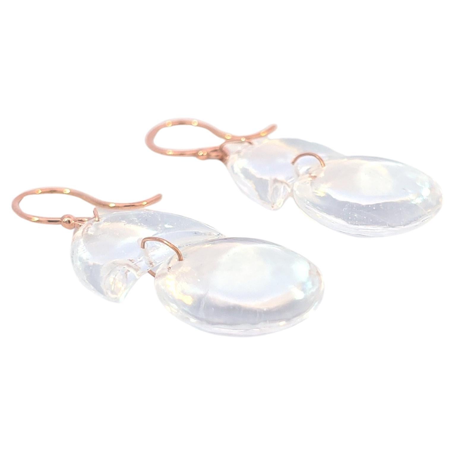 Pendants d
oreilles en quartz incolore or rose 14 carats