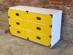 Colormates Yellow and White Campaign Style Dresser for Morris of California