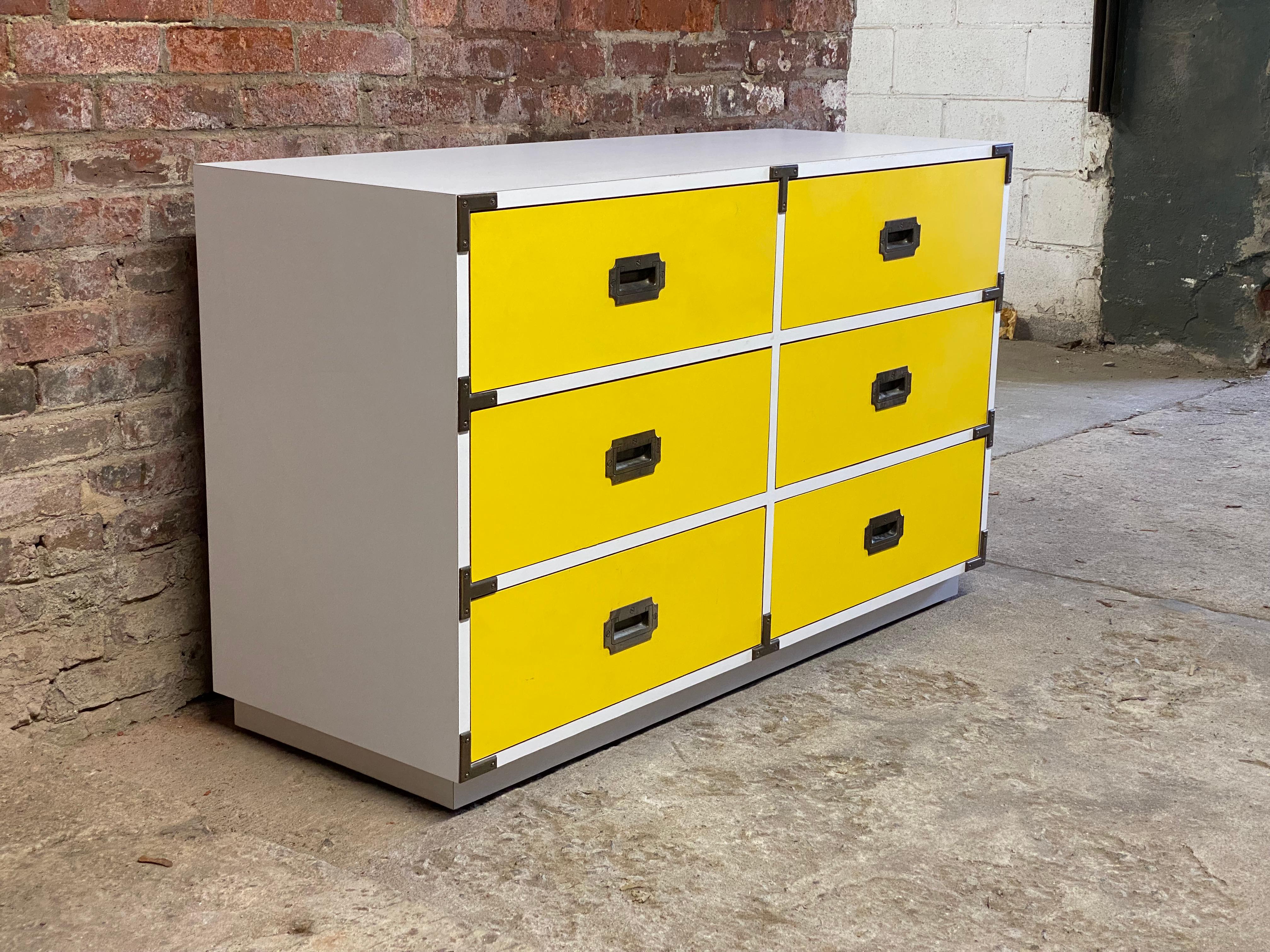 yellow and white dresser