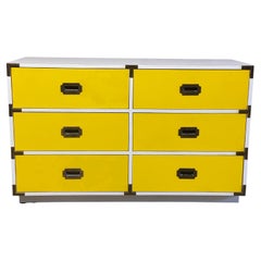 Colormates Yellow and White Campaign Style Dresser for Morris of California