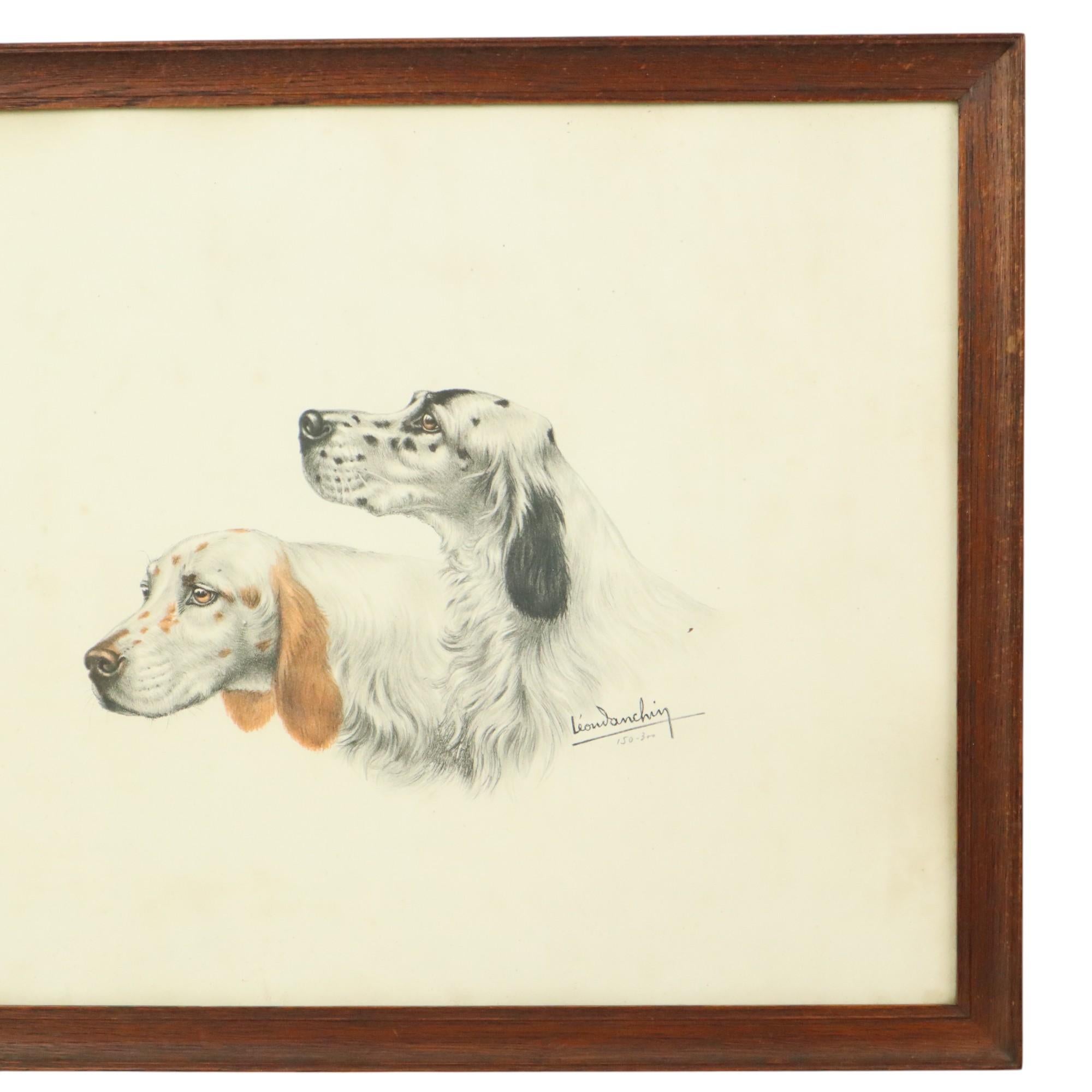 Farben Litho Leon Danchin Jagdhund Spaniel Nummeriert 150-300 (Französisch) im Angebot