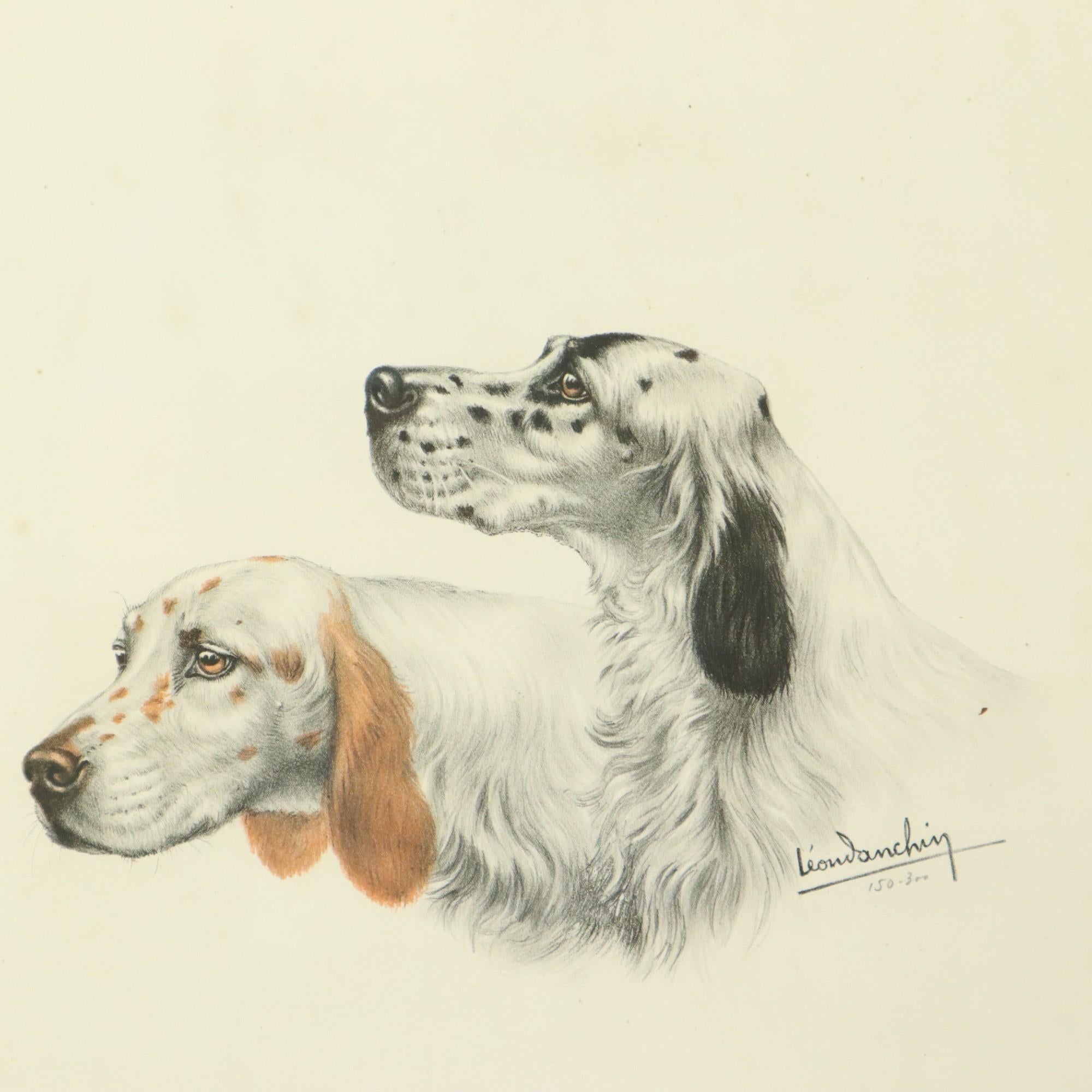 Farben Litho Leon Danchin Jagdhund Spaniel Nummeriert 150-300 im Zustand „Gut“ im Angebot in Poperinge, BE