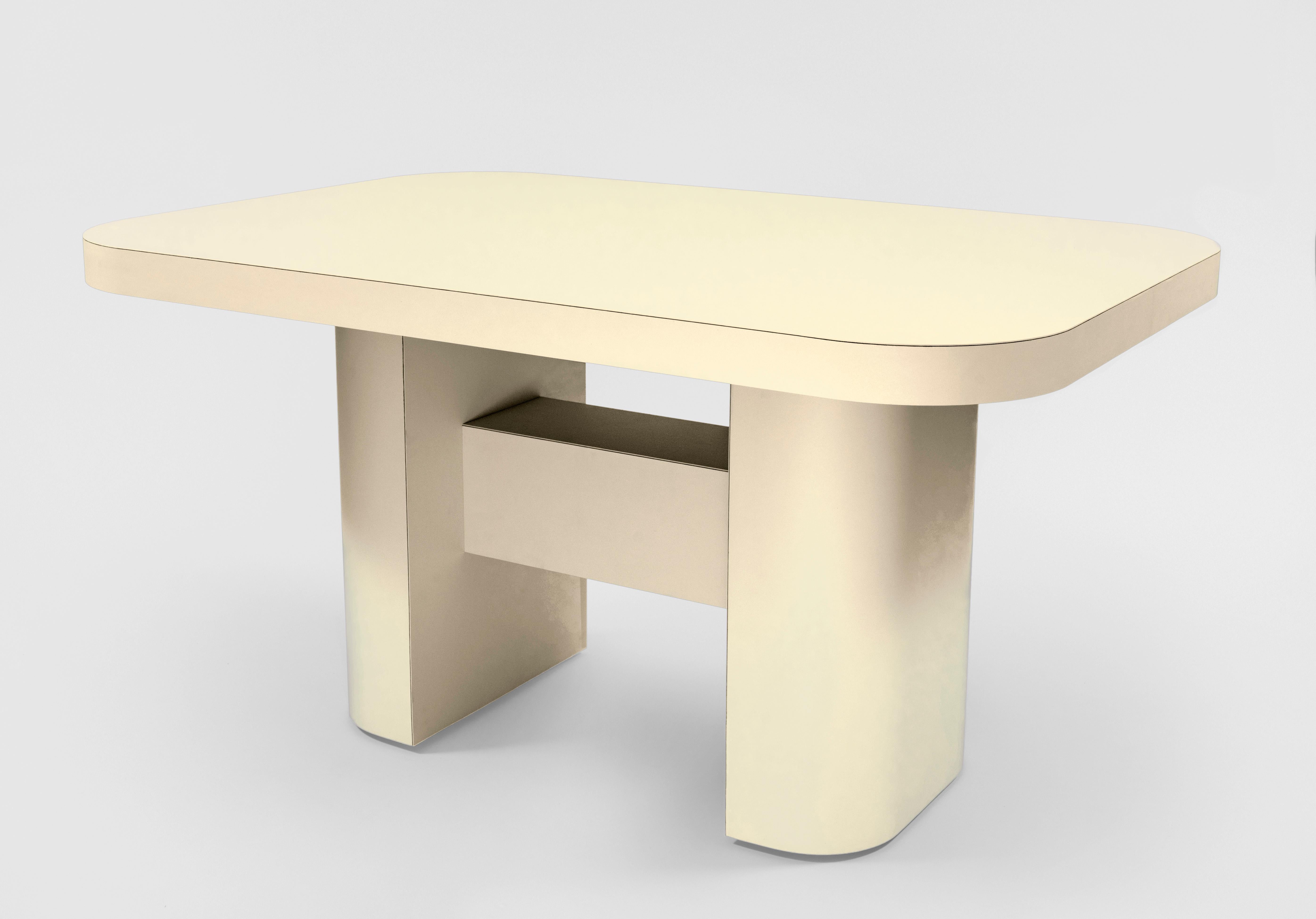 Laminated Colorway, Modern Dining Table, Pearl