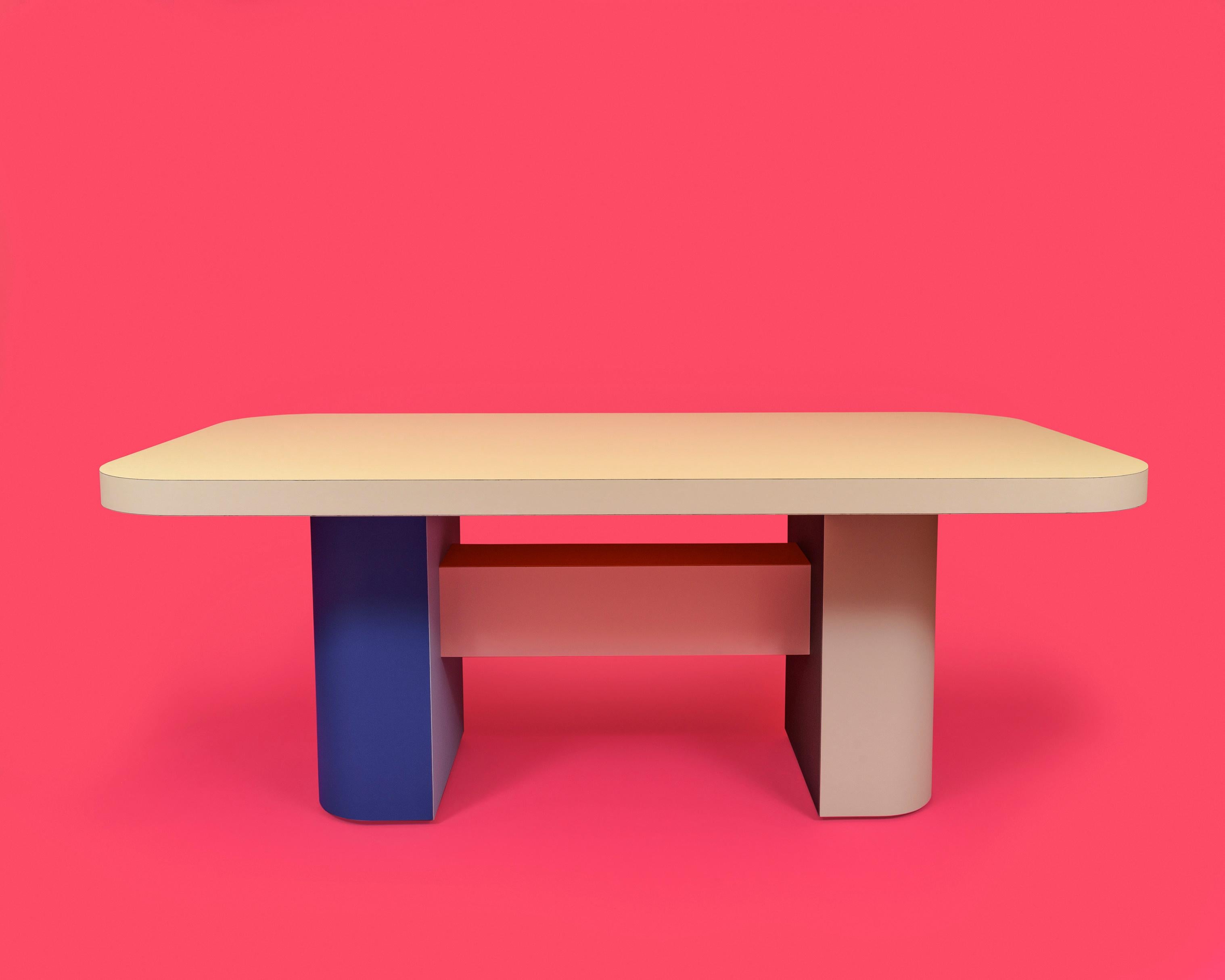 Contemporary Colorway, Modern Multicolor Dining Table, in Stock