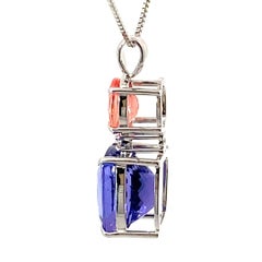 COLORWONDER Tanzanite Rhodochrosite Pendant w. Chain 10 / 2 ct AAA+ Platinum