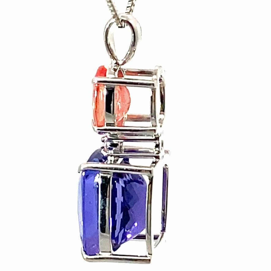 da uomo o donna COLORWONDER Ciondolo di rodocrosite tanzanite w. Catena 10 / 2 ct AAA+ Platino in vendita