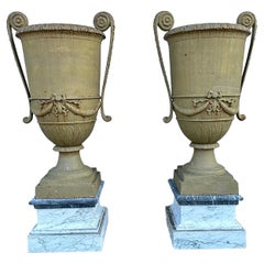 Vases italiens colossaux de 200 cm - Magnifiques chefs-d'œuvre de fer et de marbre