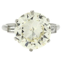 Colossal 4 Carat Diamond Solitaire Engagement Ring GIA Certified Art Deco Estate