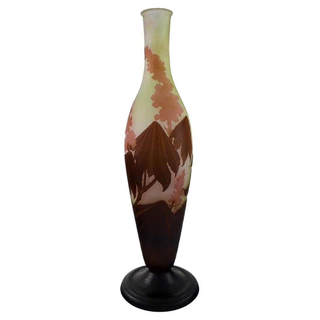 Colossal Antique Emile Gallé "Ricin" Vase in Frosted Art Glass For Sale