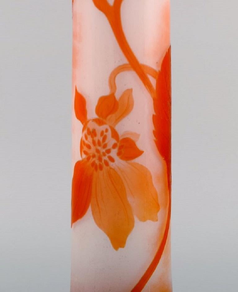 Colossal Antique Emile Gallé Vase in Frosted and Orange Art Glass, 1890s In Excellent Condition For Sale In Copenhagen, DK