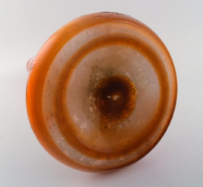 Colossal Antique Emile Gallé Vase in Frosted and Orange Art Glass, 1890s For Sale 1